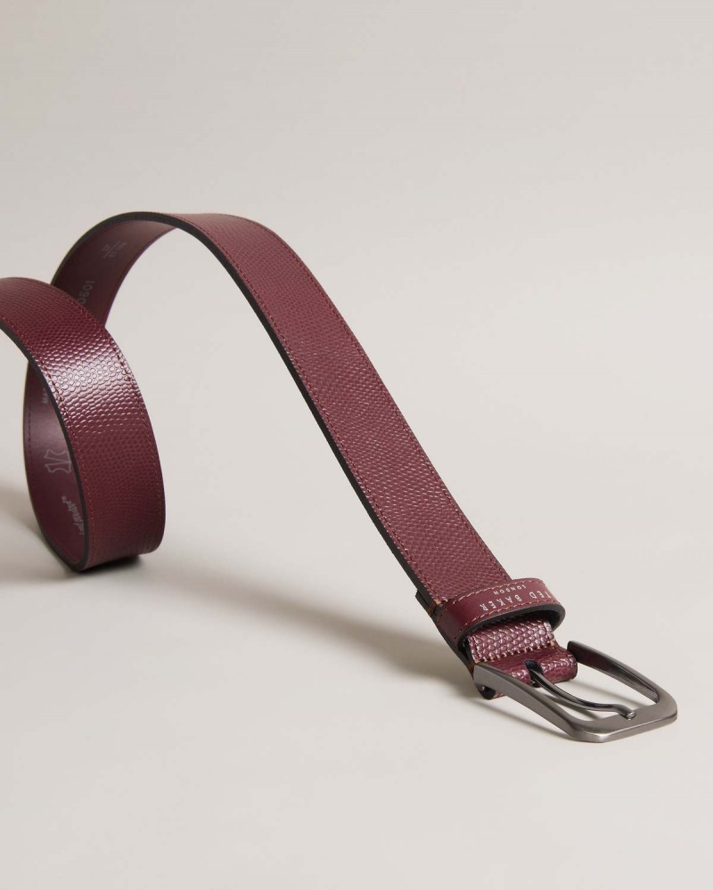 Ted Baker HENDER Snake Texture Piele Belt Rosii | 846LKDBNX