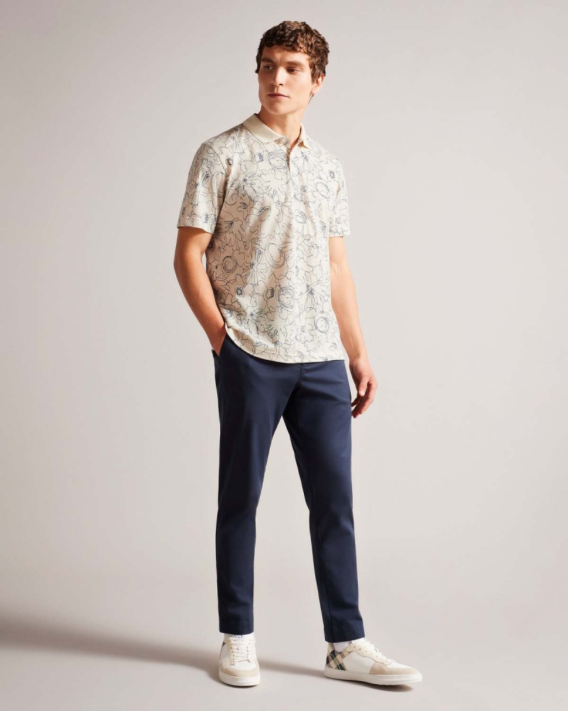 Ted Baker HOLLER SS Regular Printed Polo Natural | 162CWYXVO