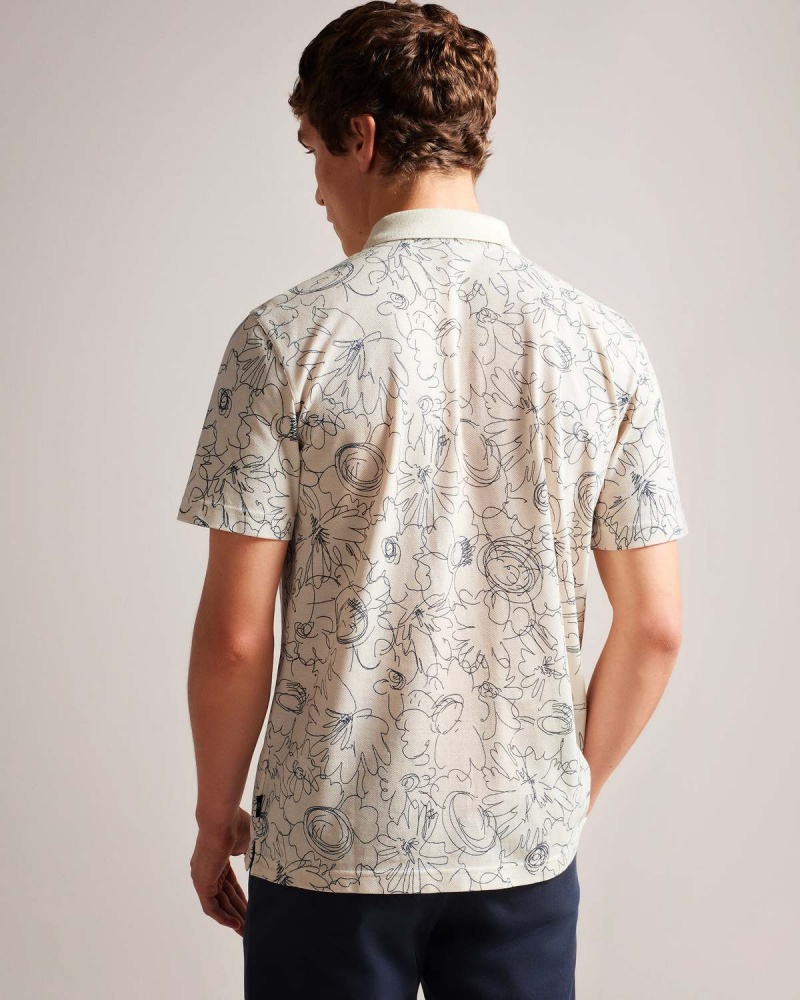 Ted Baker HOLLER SS Regular Printed Polo Natural | 162CWYXVO