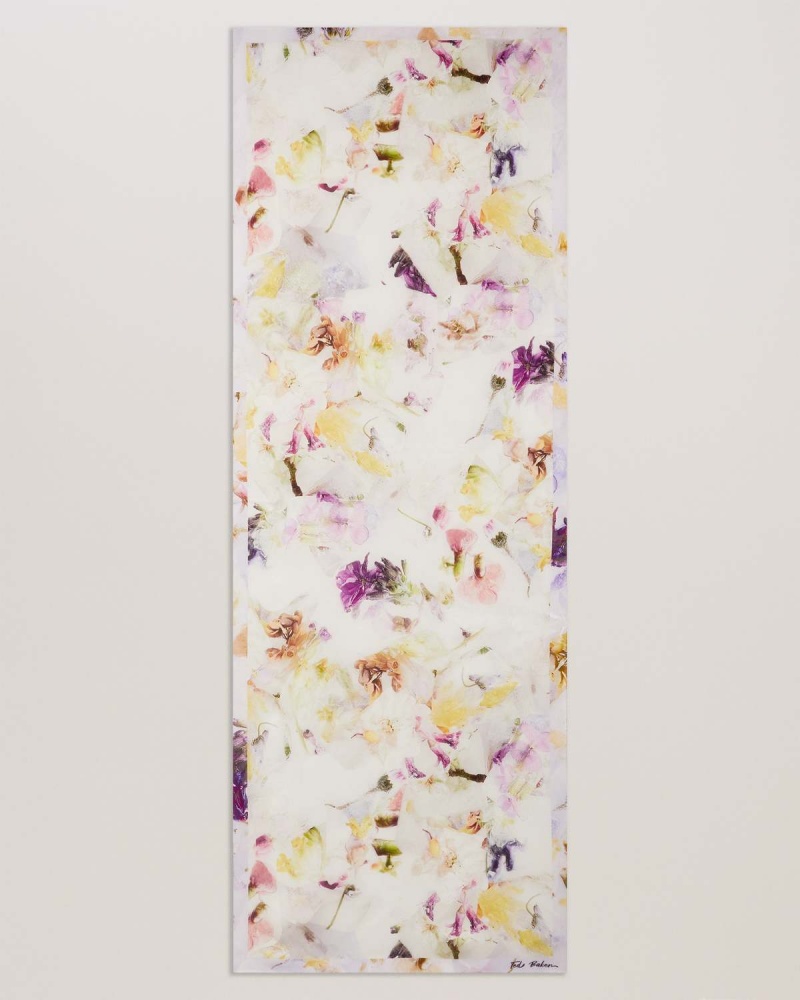 Ted Baker IRISY Floral Printed Long Silk Scarf Albi | 172GHIBLU