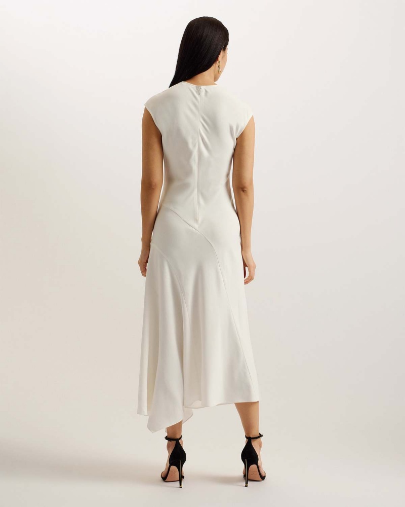 Ted Baker ISPARTA Asymmetric Midi Rochie With Curved Seams Ivory | 421BSNPUI