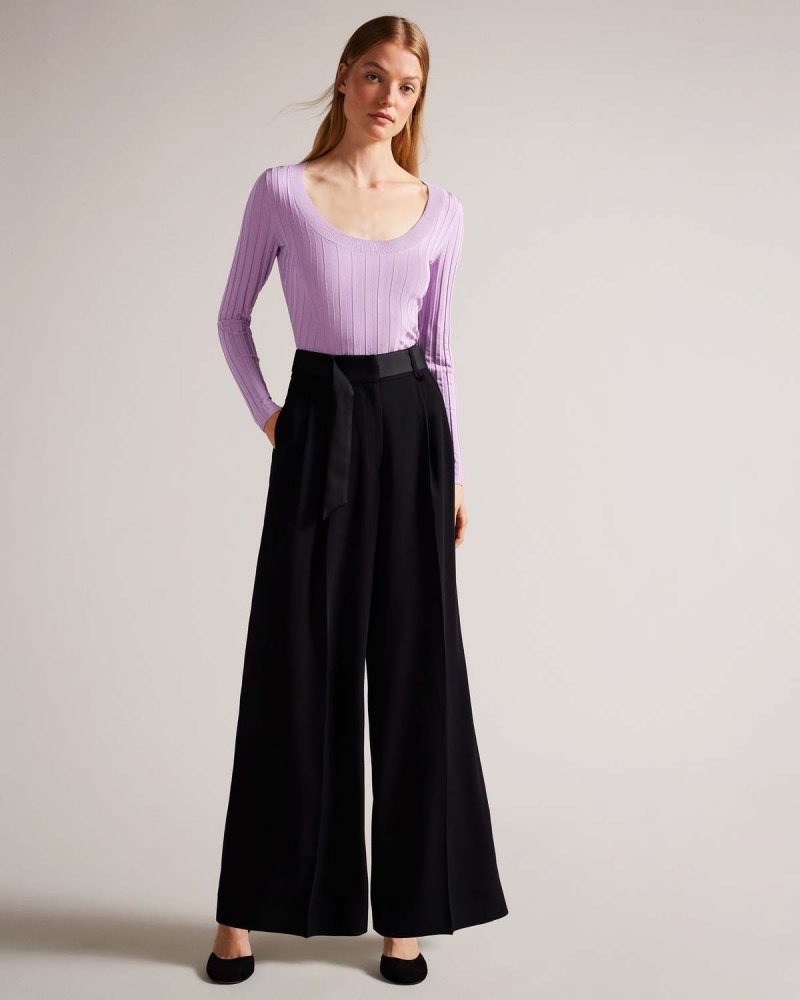 Ted Baker JOLIA Rib Engineered Knit Top Lilac | 215OJPTIS