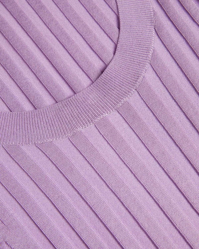 Ted Baker JOLIA Rib Engineered Knit Top Lilac | 215OJPTIS