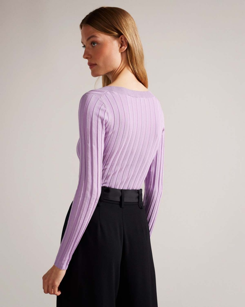 Ted Baker JOLIA Rib Engineered Knit Top Lilac | 215OJPTIS