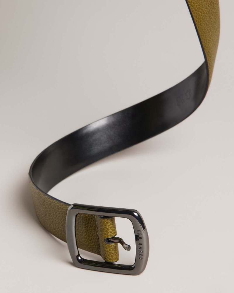 Ted Baker Jaims Contrast Detail Piele Belt Verzi | 297ECAQHD