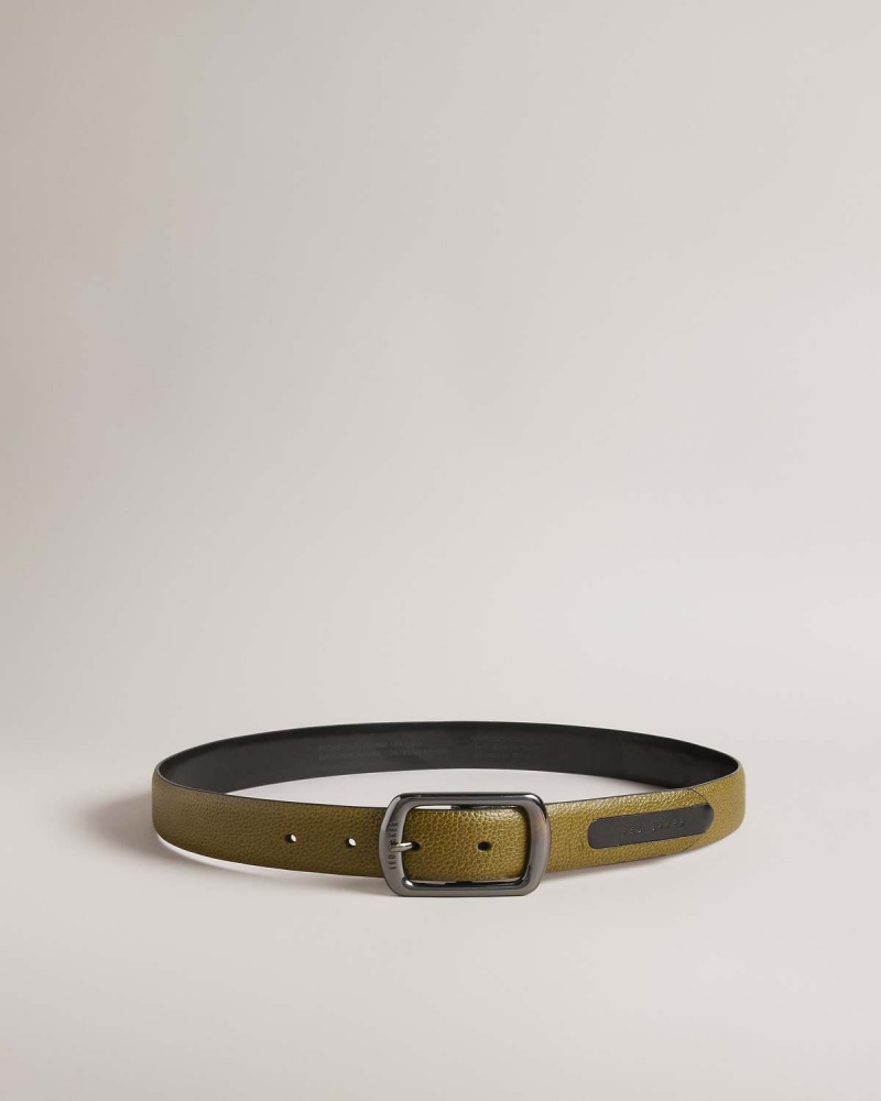 Ted Baker Jaims Contrast Detail Piele Belt Verzi | 297ECAQHD