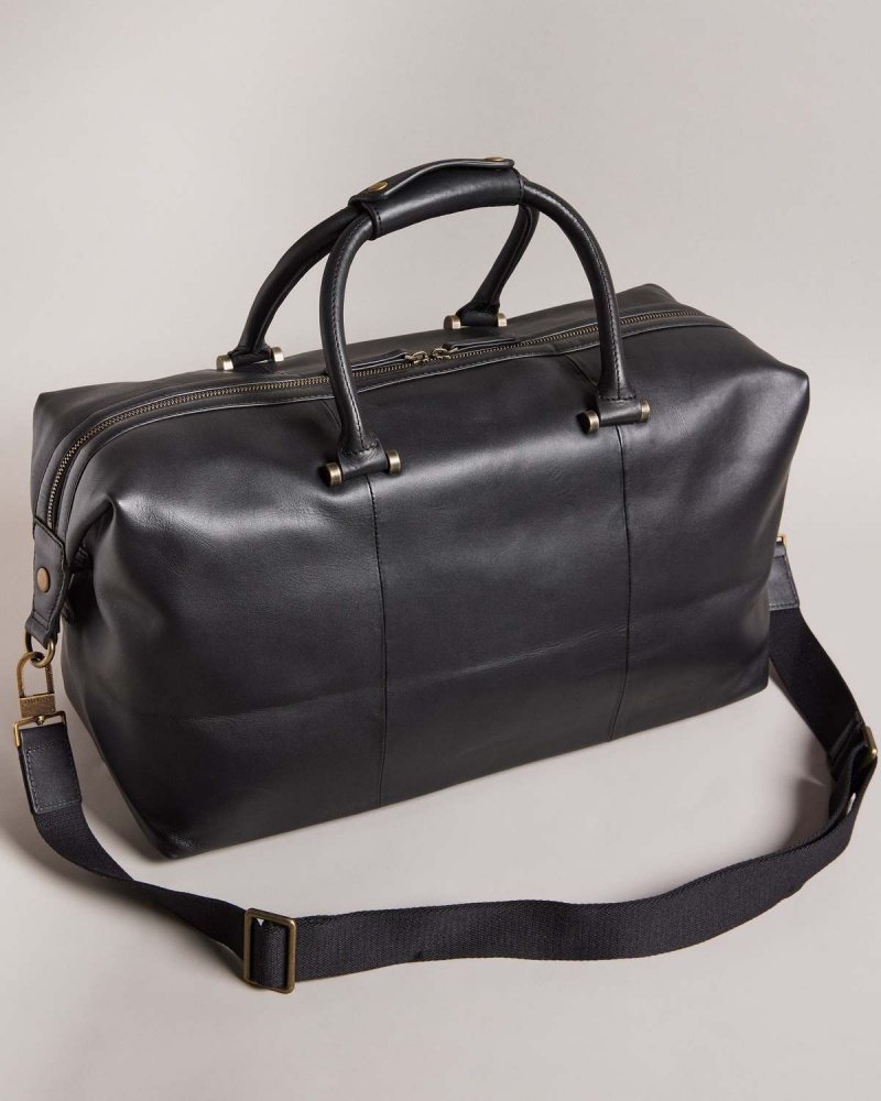 Ted Baker KALSIN Trunk Lock Piele Duffle Bag Negrii | 081FUNASX