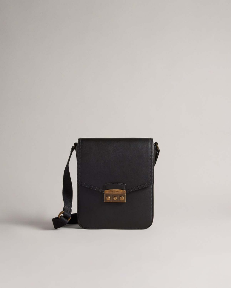 Ted Baker KALVON Trunk Lock Piele Flight Bag Negrii | 085BJVZEA