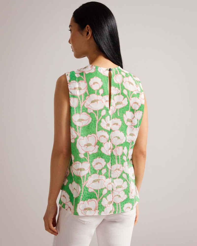 Ted Baker KELANY Scurte Sleeve Top with Shoulder Detail Verzi | 580UJEQPW