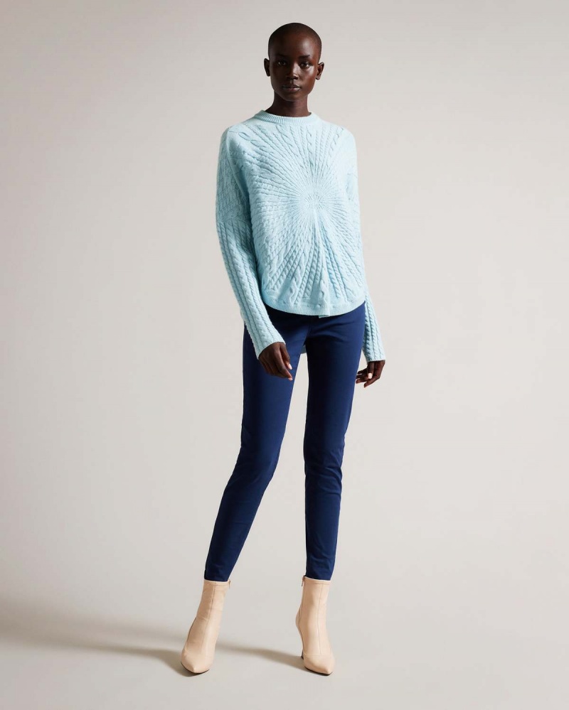 Ted Baker KIMILA Circular Cable Knit Pulovere Lt-Blue | 879ZUNIVP