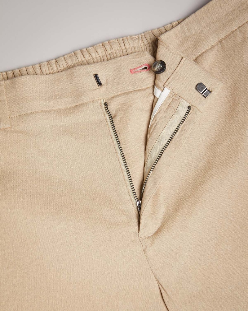 Ted Baker KIMMEL Linen Blend Half Elasticated Trouser Stone | 836VCXUYI