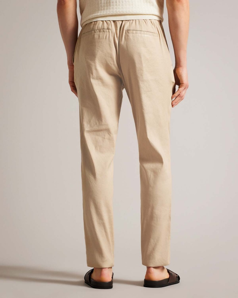 Ted Baker KIMMEL Linen Blend Half Elasticated Trouser Stone | 836VCXUYI