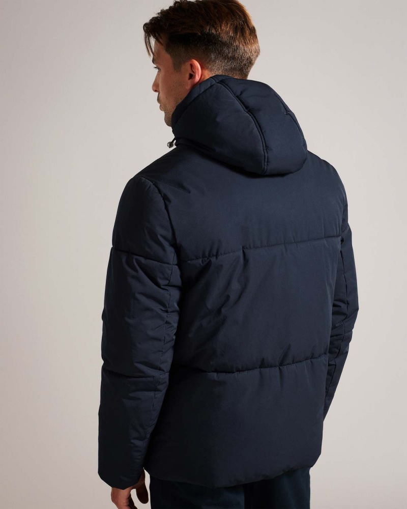 Ted Baker KINMONT Scurte Cu Glugă Puffer Jacket Bleumarin | 816VTBZYE