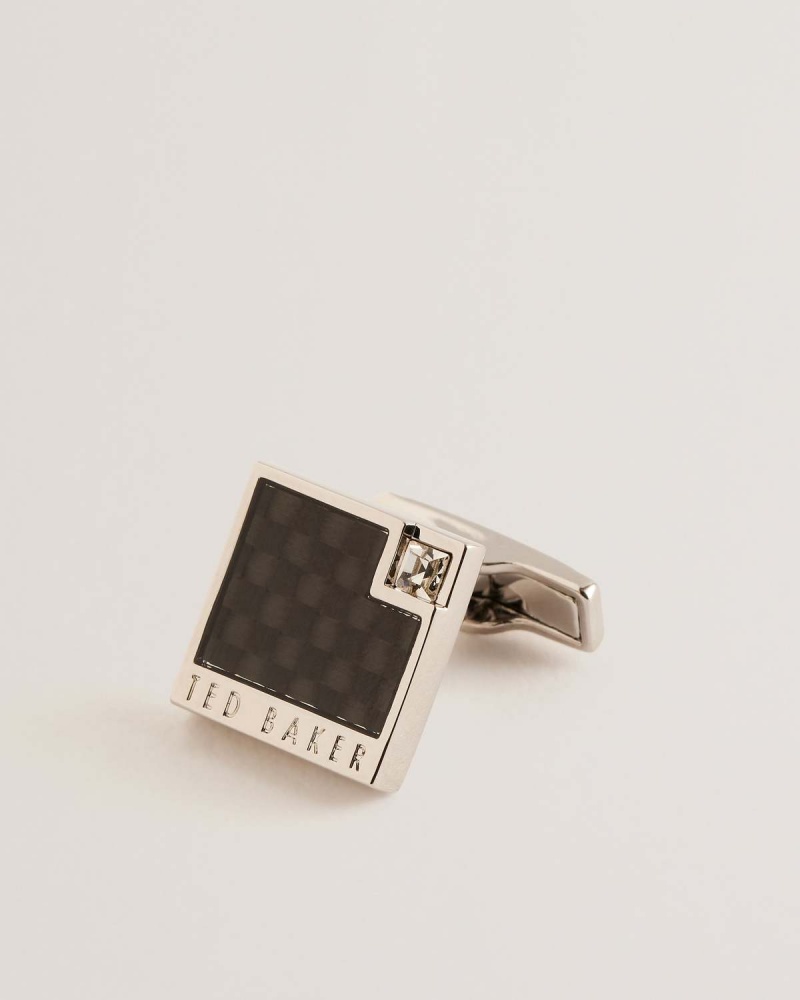 Ted Baker KRYSS Carbon Fibre Cufflinks Argintii | 351MEYZAF