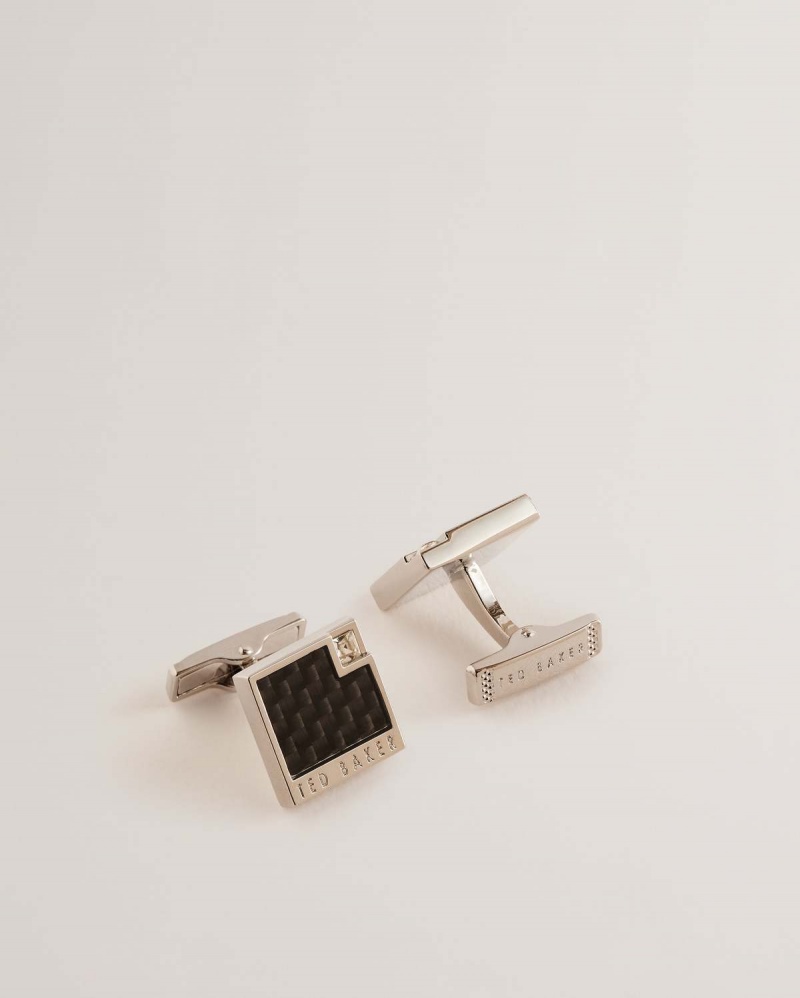 Ted Baker KRYSS Carbon Fibre Cufflinks Argintii | 351MEYZAF