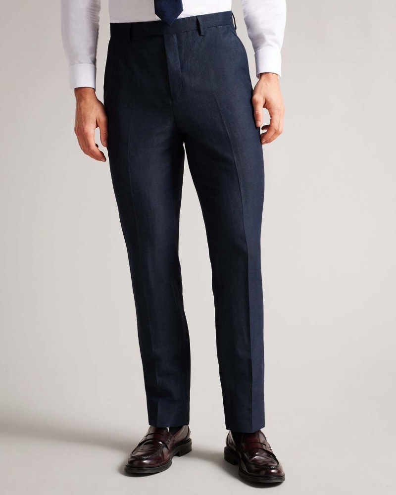 Ted Baker LANCET Slim Fit Lână Linen Trouser Bleumarin | 204WTRLXA