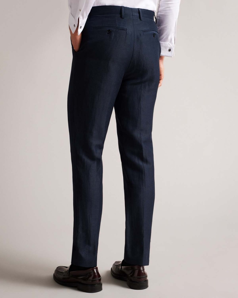 Ted Baker LANCET Slim Fit Lână Linen Trouser Bleumarin | 204WTRLXA