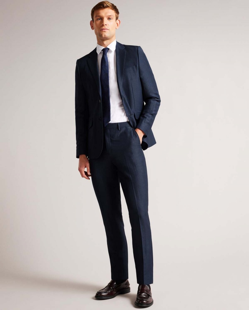 Ted Baker LANCET Slim Fit Lână Linen Trouser Bleumarin | 204WTRLXA