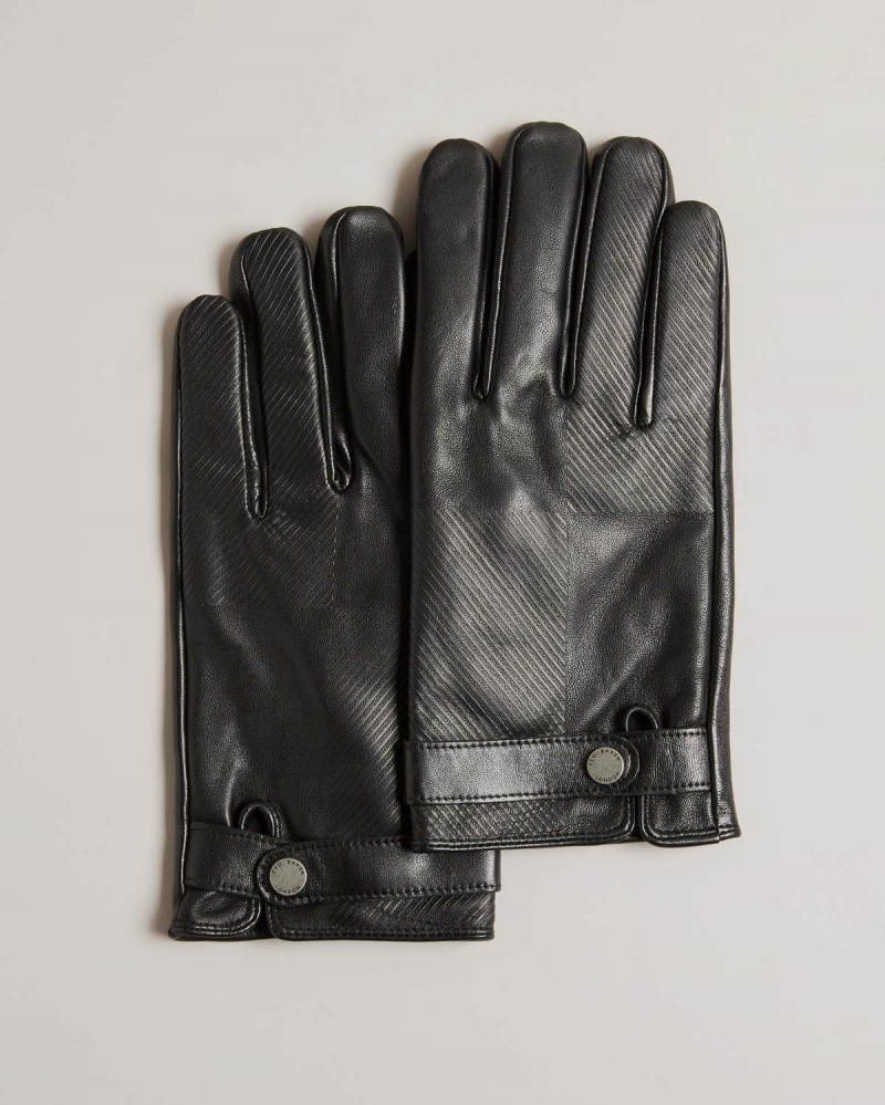 Ted Baker LIAMMM House Check Etched Gloves Negrii | 913OIZSWU