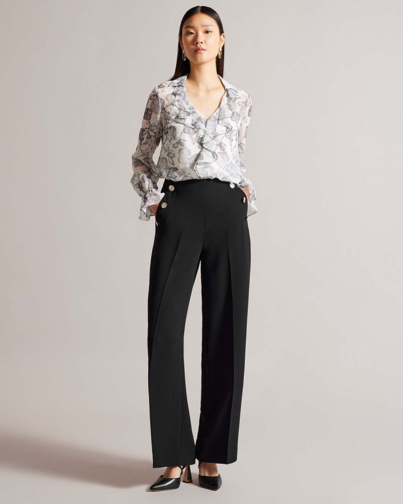 Ted Baker LLAYLAT High Waisted Largi Leg Twill Trouser Albi | 375FWGDQT