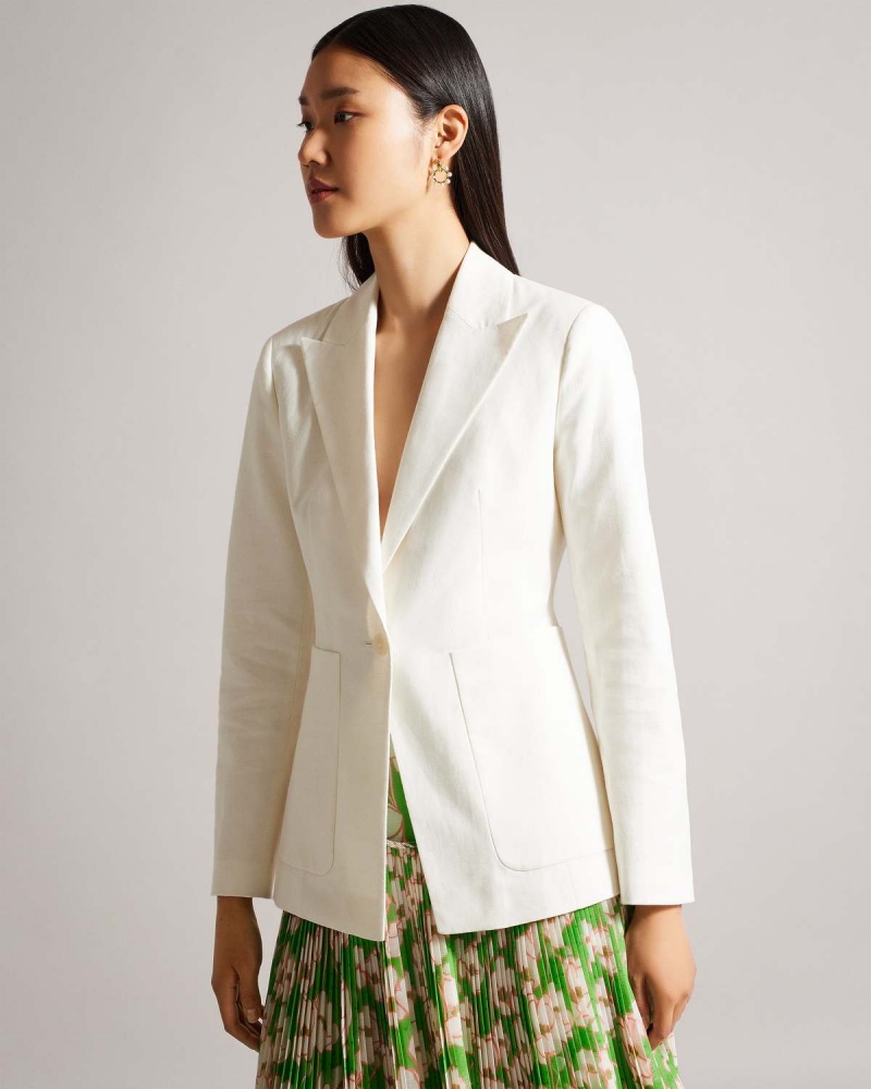 Ted Baker LLILLA Single Breasted Linen Blend Blazer Albi | 891MYUXIW