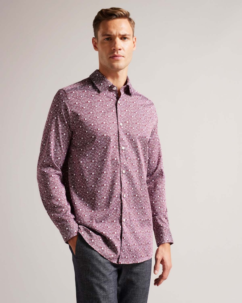 Ted Baker MACCLE LS Spot Print Shirt Bleumarin | 542SVQIRP