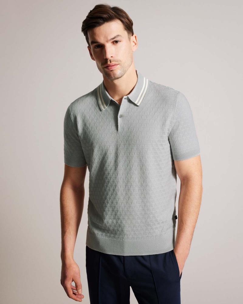 Ted Baker MAHANA SS Regular T Stitched Polo Gri | 976UZXWTY