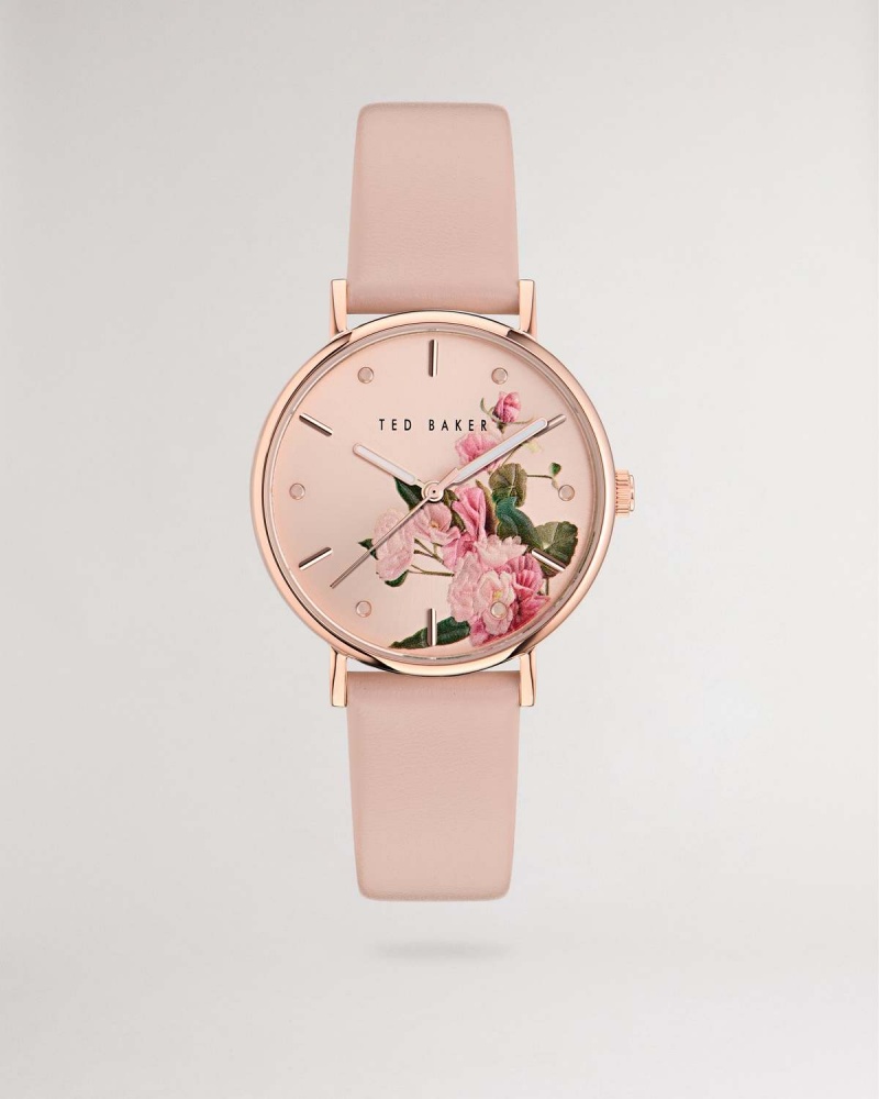 Ted Baker MARABEL BKPPH Printed Dial Eco Piele Curea Watch Roz | 146WNLOVP