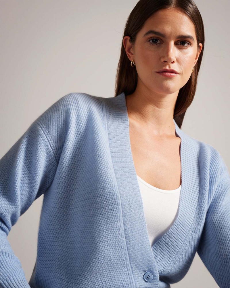 Ted Baker MARILO Easy Fit Tricotate Cardigan Lt-Blue | 621SAHLCR