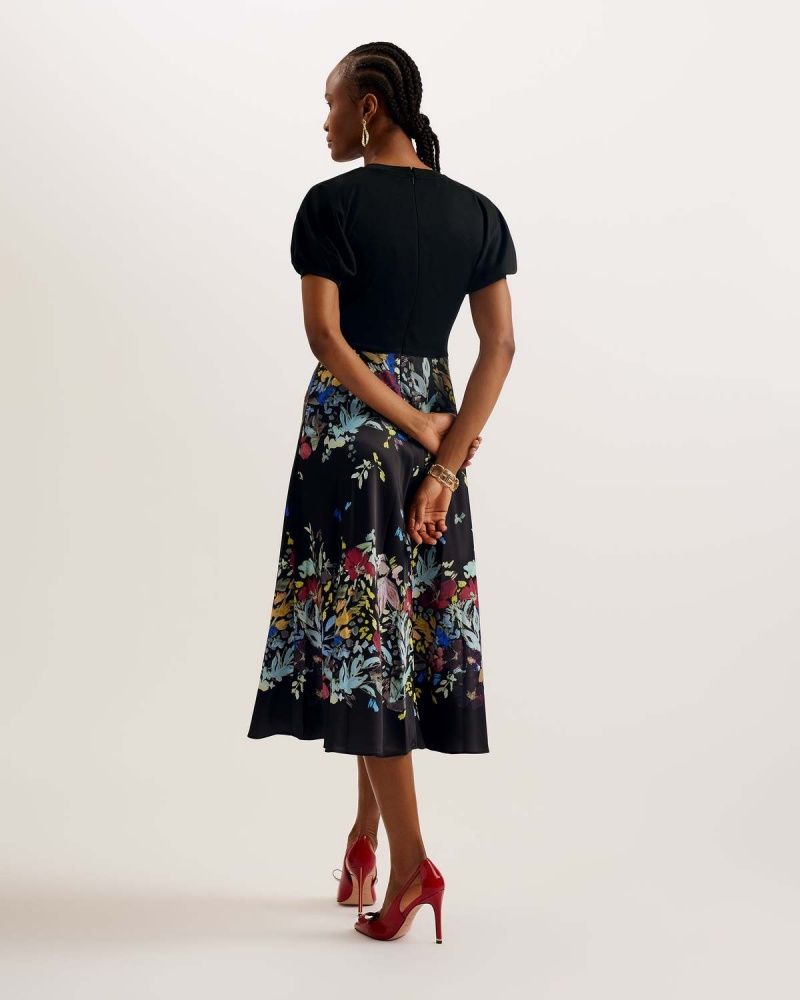 Ted Baker MAULINA Ponte Rochie With Midi Skirt Negrii | 308GWSYRF