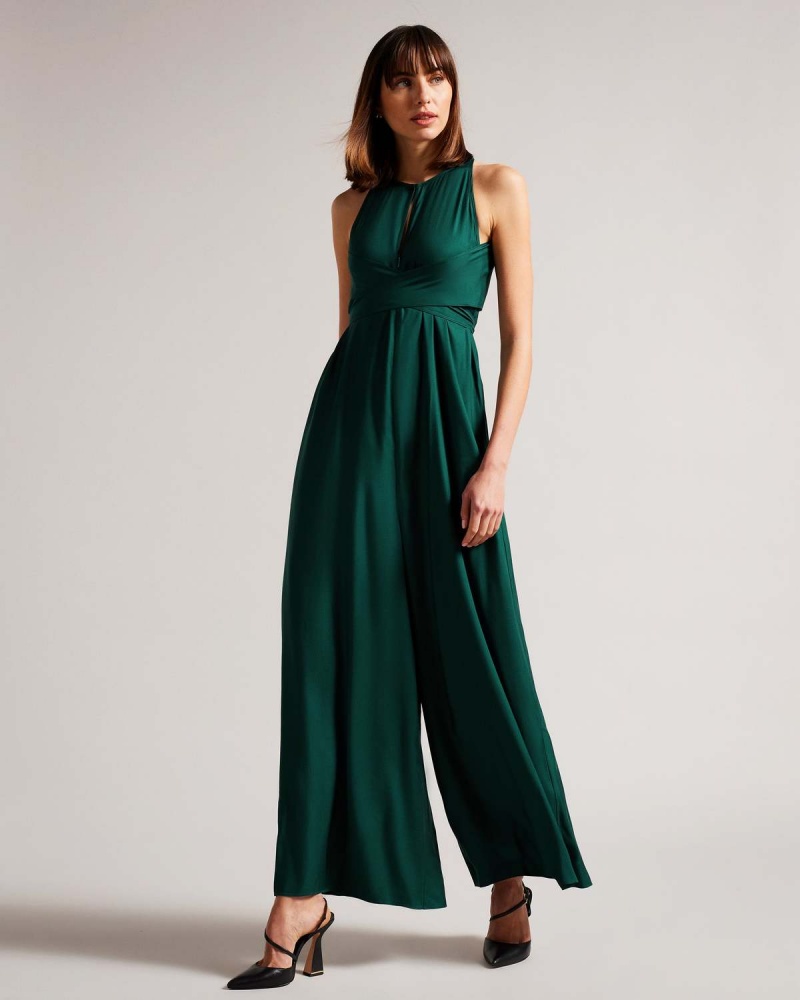 Ted Baker MERIAHH Halter Neck Jumpsuit with Wrap Bodice Albastru Deschis | 014PJYHQV