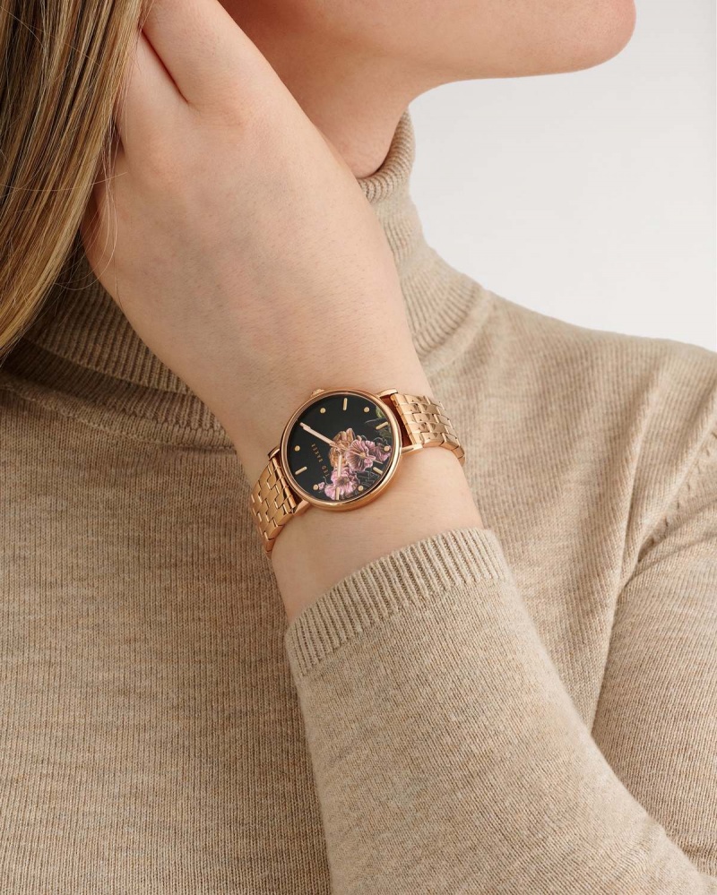 Ted Baker MIRIBEE BKPPH Printed Dial Bracelet Watch Rosegold | 843YSOXVW