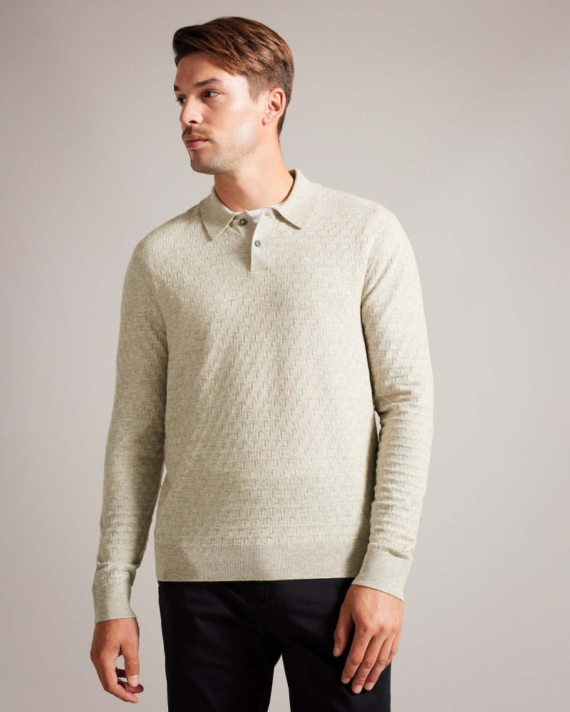 Ted Baker MORAR LS T Stitch Tricotate Polo Maro | 076DTOAWX