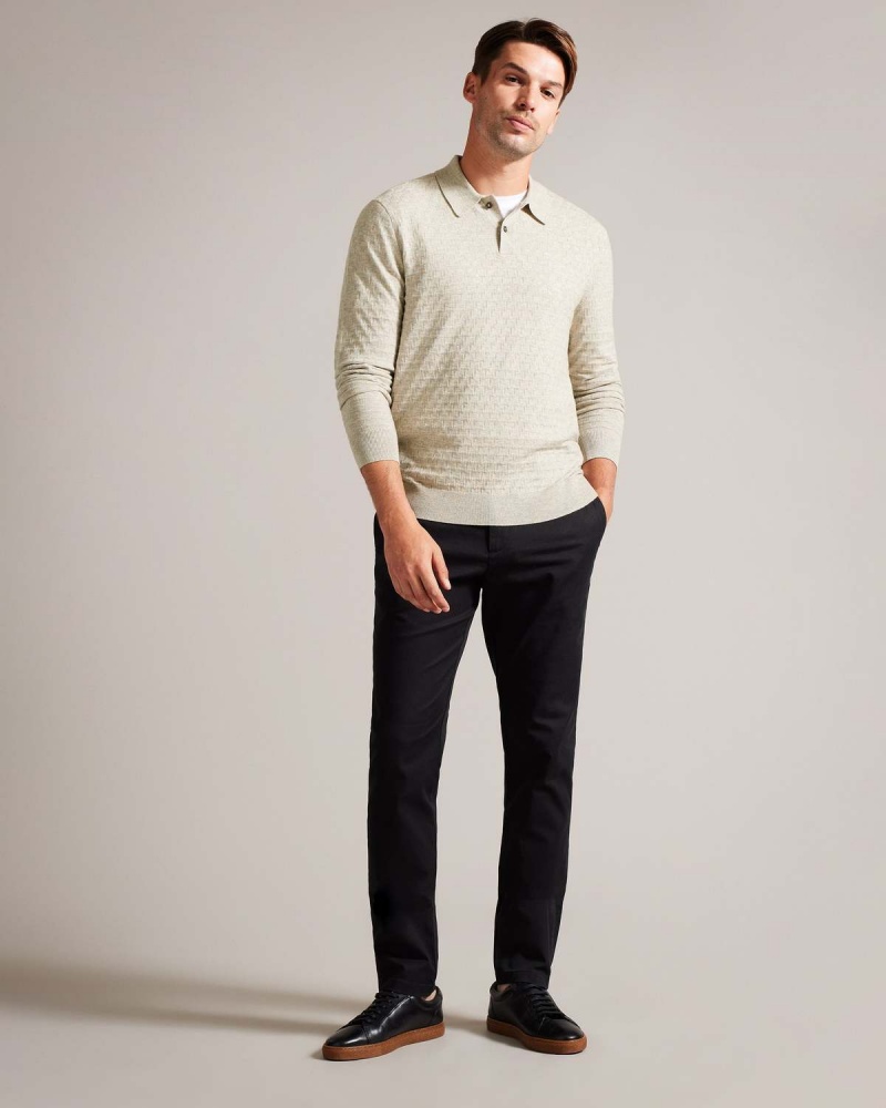 Ted Baker MORAR LS T Stitch Tricotate Polo Maro | 076DTOAWX