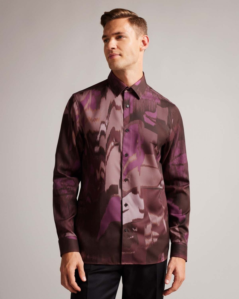 Ted Baker MORDUN LS Abstract Butterfly Print Shirt Visinii | 827JEWOFZ