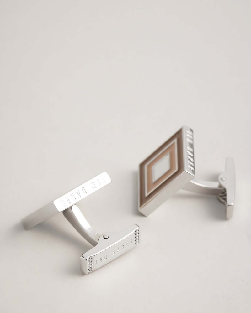 Ted Baker MULTII Layered Square Cufflinks Argintii | 465GEKXAH