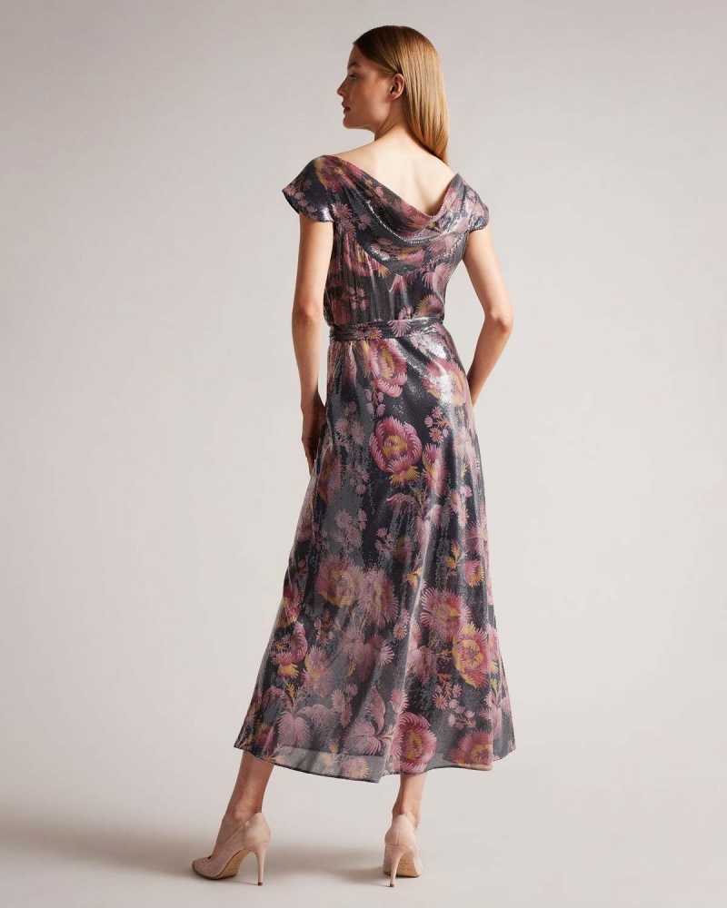 Ted Baker NINIA Bias Cut Self Belted Midi Rochie Negrii | 240YMGEKO