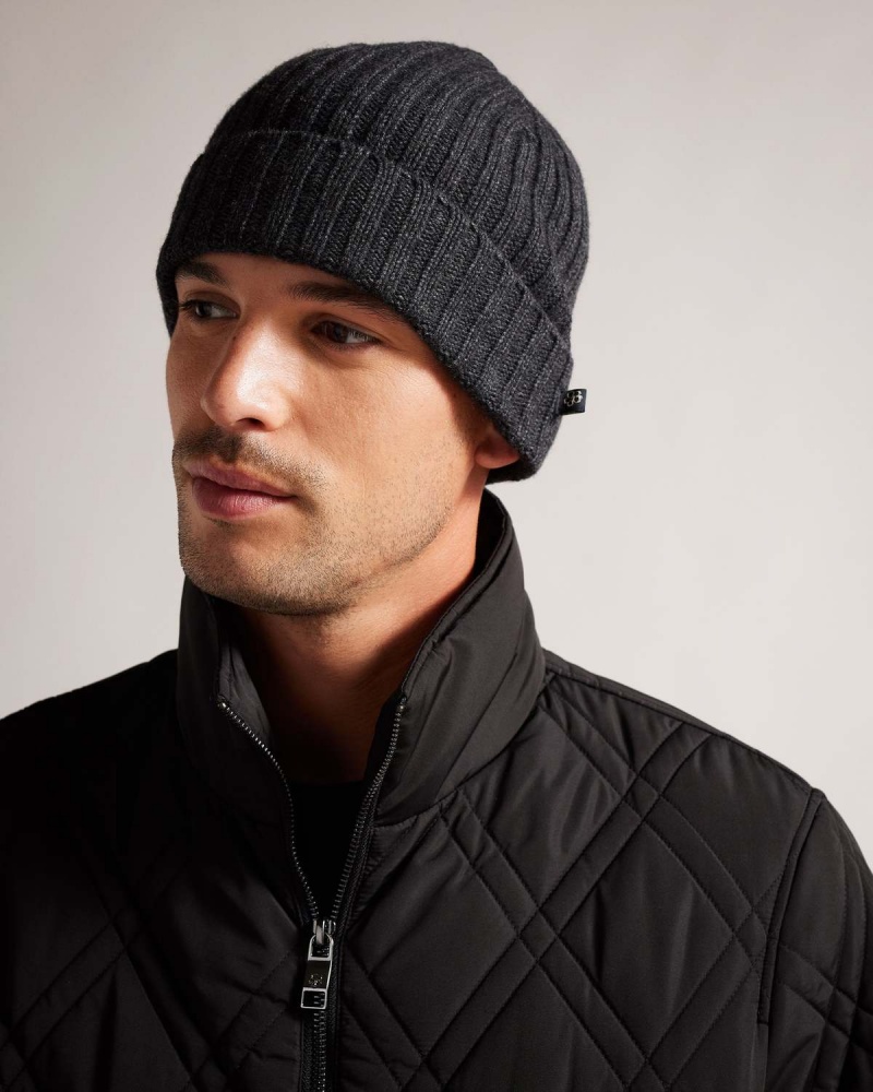 Ted Baker OAKLAND Rib Beanie Hat Gri | 783TAKUBH