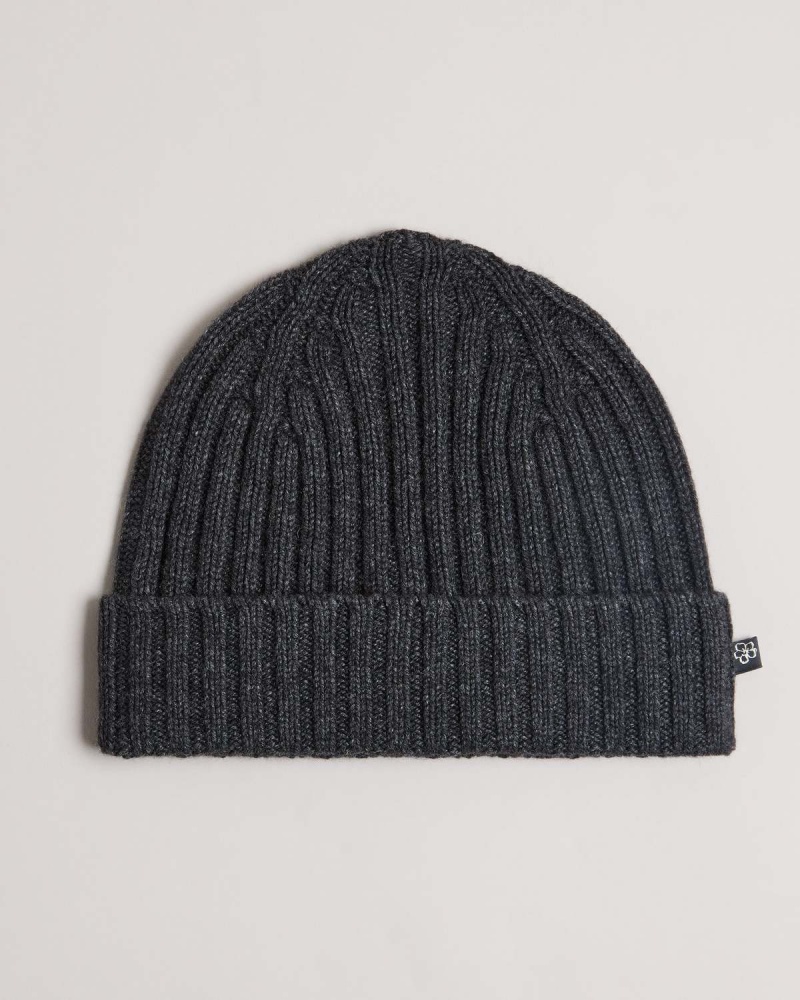 Ted Baker OAKLAND Rib Beanie Hat Gri | 783TAKUBH