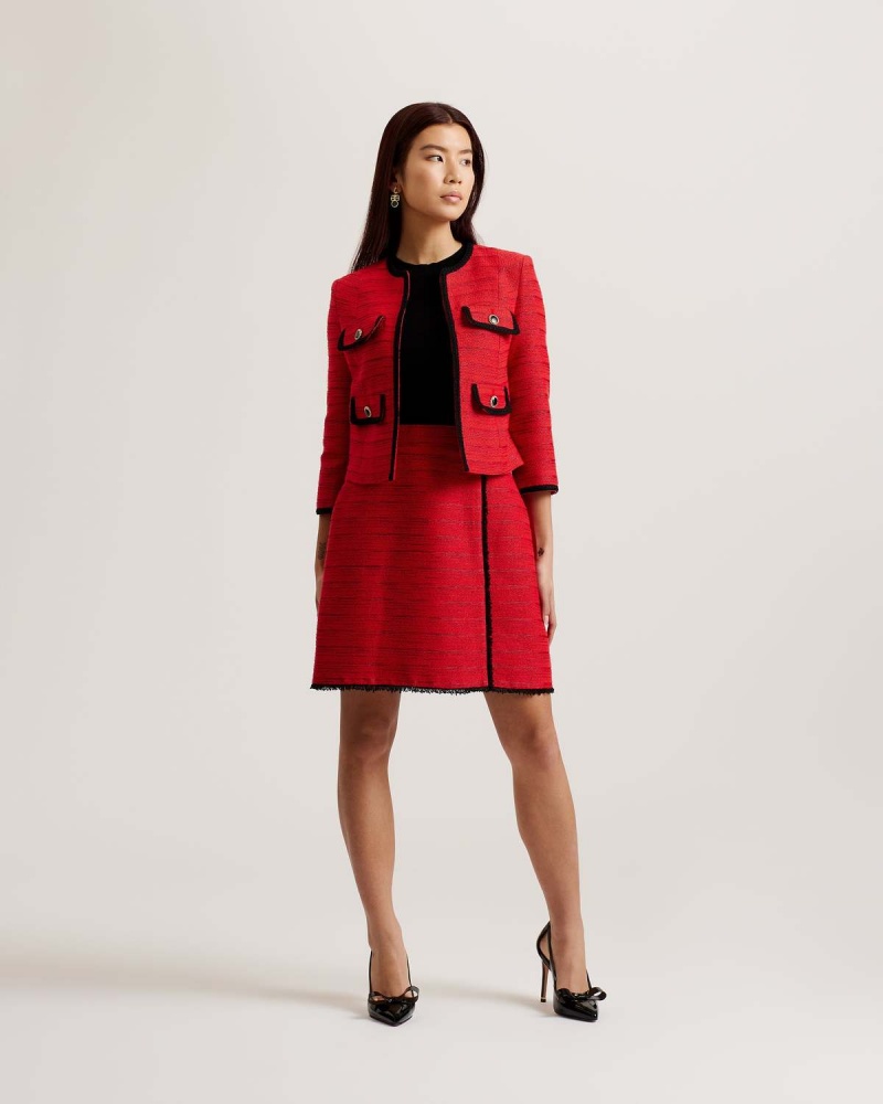 Ted Baker OLIVAN Open Front Boucle Jacket Rosii | 372ALSDCW