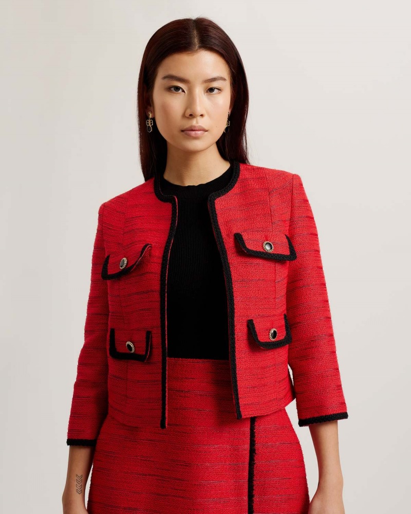 Ted Baker OLIVAN Open Front Boucle Jacket Rosii | 629PFWESM