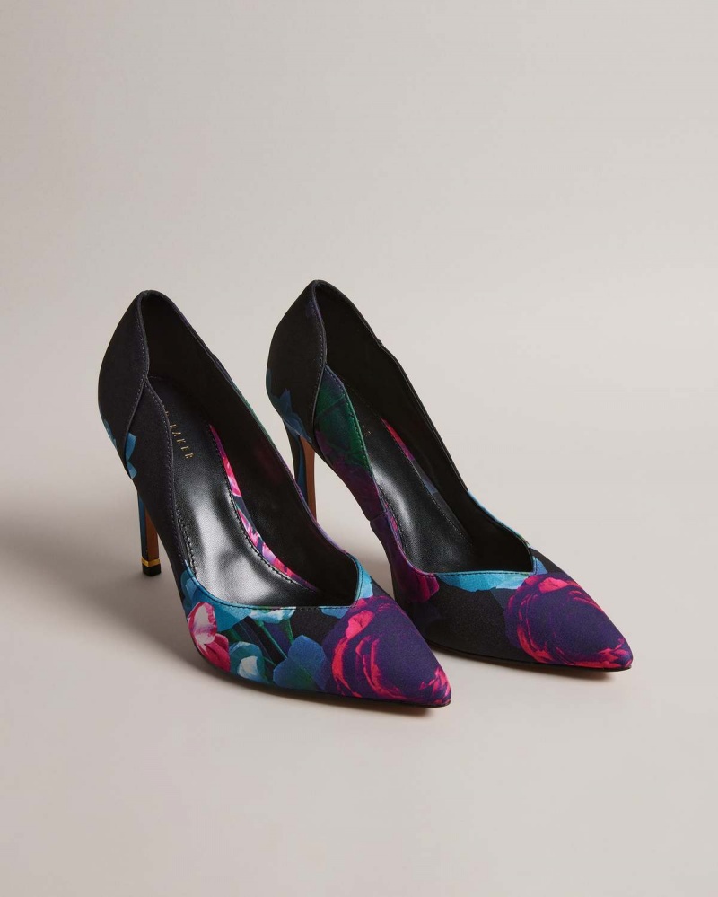 Ted Baker ORLAS Printed Satin 103mm Court Shoe Negrii | 597YBFEXU