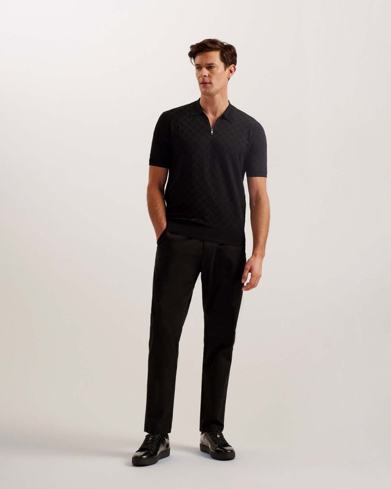 Ted Baker PALTON Regular SS Textured Polo Negrii | 146GIWHTL