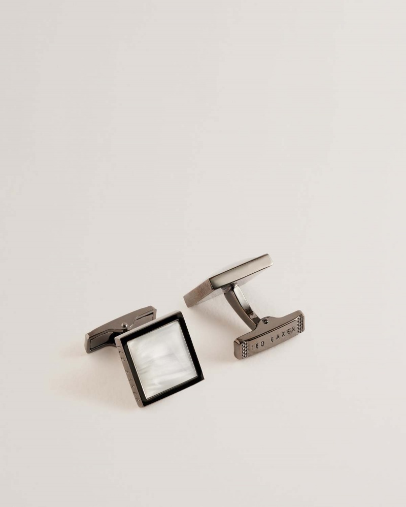 Ted Baker PERLIE Semi Precious Square Cufflinks Gunmet-col | 327UZMHFW