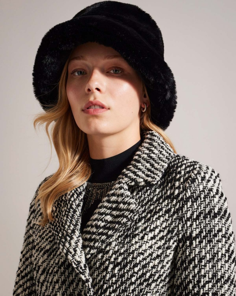 Ted Baker PRINNIA Faux Fur Bucket Hat Negrii | 216GPSNIA