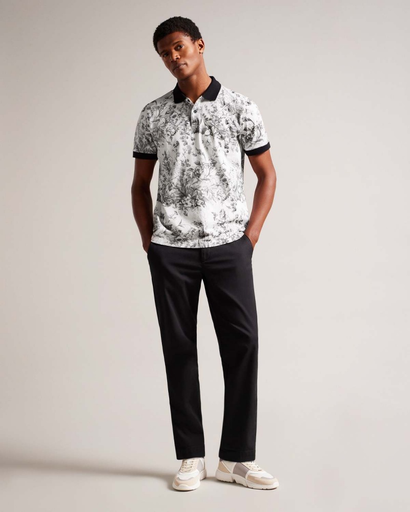 Ted Baker QUINTEN SS Regular Fit Printed Polo Albi | 569KNVAHT