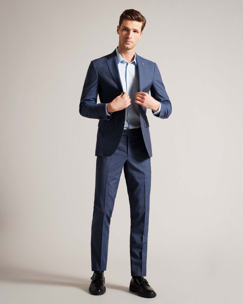 Ted Baker RAITHJ Navy Tweedy Suit Jacket Bleumarin | 689BHCRDZ