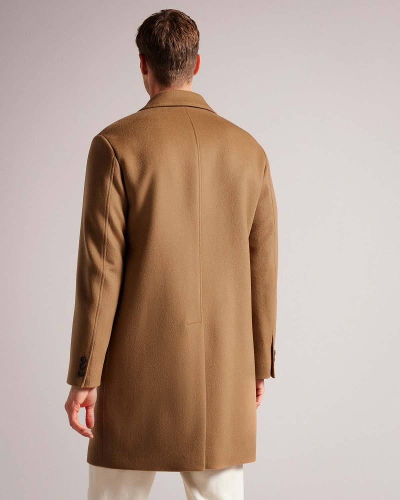 Ted Baker RAYDON Pure Lână Single Breasted Overcoat Camel | 316XHJDIS