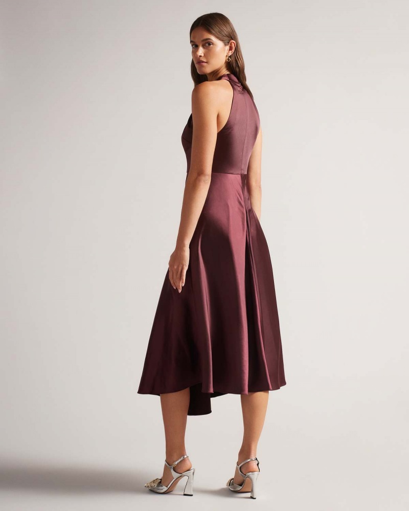 Ted Baker RENON Twist Neck Midi Rochie Violet | 085OTWZMH