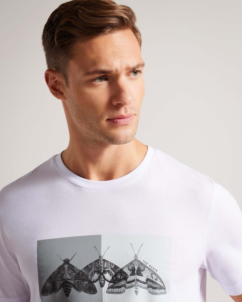 Ted Baker REWILD SS Regular Printed Tshirt Albi | 436AUTEPS